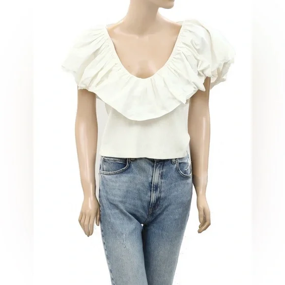 MAEVE ANTHROPOLOGIE RUFFLED V-NECK BLOUSE
TOP IVORY SIZE XL‎ - Picture 6 of 8